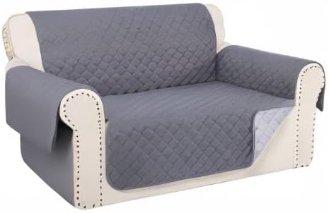 Reversible 45" Small Loveseat Sofa Covers, Dark Grey/Grey | Loveseat Covers for Dogs Water Repellent, Friendly Furniture Protector with Elastic Straps for Living Room - Image 8
