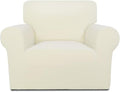 PureFit Super Stretch Chair Covers Fleece Couch Covers for Sofa Ivory | 1-Piece Spandex Couch Cover Soft Couch Protector, Sofa Cover Washable with Non Skid Foam and Elastic Bottom for Kids, Dogs by PureFit