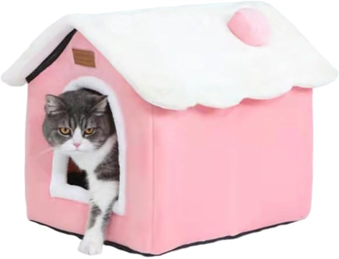 Cat Bed Cave, Cute Christmas Cat Beds for Indoor Cats, Pink | Pet House Cats Tent with Removable Cushion Pillow for Kittens Puppy Small Dogs by Sothuba