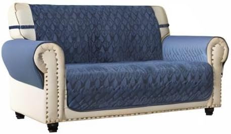 Ameritex Loveseat Cover Water-Resistant Quilted Furniture Protector with Back Nonslip Paws Slipcover for Dogs, Kids, Pets Loveseat Slipcover Stay in Place for Leather (54", Blue) - Image 8