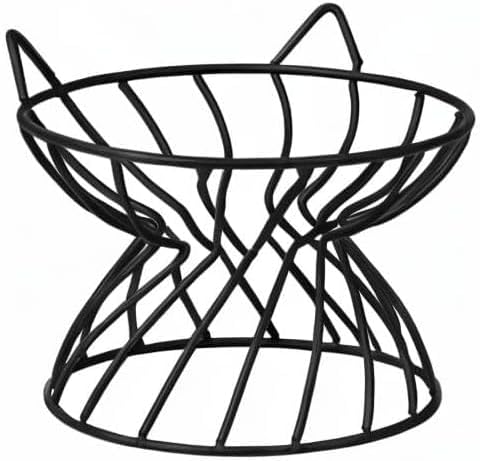 Metal Stand for Cat Dish - Raised Cat Bowl Holder with Anti Slip Sleeves - Black Iron - Elevated, Anti Vomiting, Backflow Prevention - 5.9 x 4.7 inches - Image 8