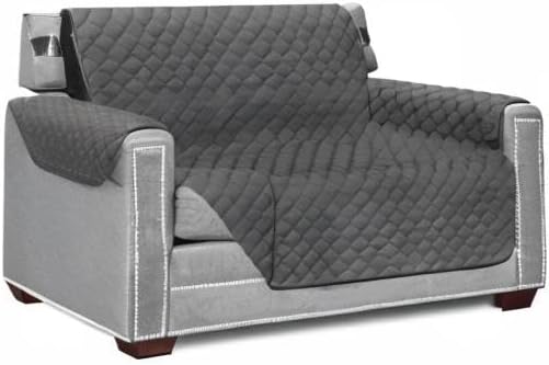 Sofa Shield® Couch Chair and Half Slip Cover for Dogs with Strap, Charcoal | Reversible Furniture Protector, Stain and Tear Resistant Cushion Cover, Machine Washable Slipcover for Pets, Cats 70 inch - Image 10