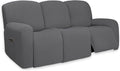 PureFit Super Stretch 3 Seats Recliner Sofa Couch Cover with Pocket | Non Slip Soft Sofa Slipcover, Washable Spandex Reclining Furniture Protector for Kids, Pets (Recliner Sofa, Gray) by PureFit