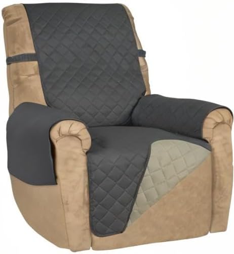 PureFit Reversible Recliner Chair Covers Couch Covers for Dogs, 19 in | Dark Gray/Beige, Water Resistant Couch Protector, Washable Pet Couch Cover with Non Slip and Elastic Straps For Kids - Image 7