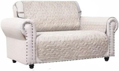 Ameritex Loveseat Cover Water-Resistant Quilted Furniture Protector with Back Nonslip Paws Slipcover for Dogs, Kids, Pets Loveseat Slipcover Stay in Place for Leather (Beige, 54'') - Image 9