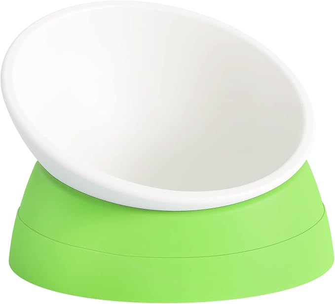 Elevated Cat Bowl, Adjustable Raised Slanted Food Bowl for Cats and Small Dogs, Wide Shallow PP Dish with TPR Non Slip Base, Whisker Friendly, 17 oz by Hi%2C+Ravitat