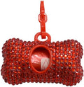 Bling Dog Poop Pickup Bag Dispenser Holder Pet Waste Disposal Bag Pet Trash Bags Holder Bone Shaped (Red) by TJCGCKK