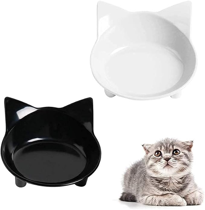Cat Food and Water Bowl Set 2 Pack Shallow Wide Non-Slip Whisker Friendly | 2 Pack Food Grade Safe Pet Bowls for Cats, Puppies & Rabbits, No Slip Base, Relieves Whisker Stress, Easy to Clean & Reuse - Image 8