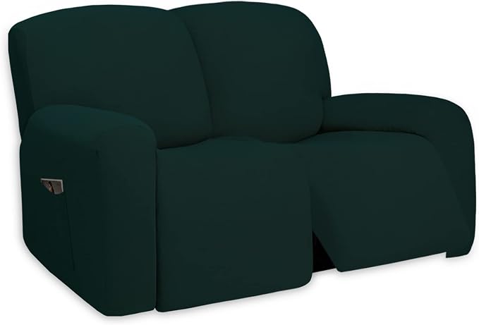 PureFit Super Stretch Loveseat Recliner Sofa Couch Cover with Pocket | 2 Seat Non Slip Soft Sofa Slipcover, Washable Reclining Furniture Protector for Kid, Pet (Recliner Loveseat, Deep Teal) by PureFit