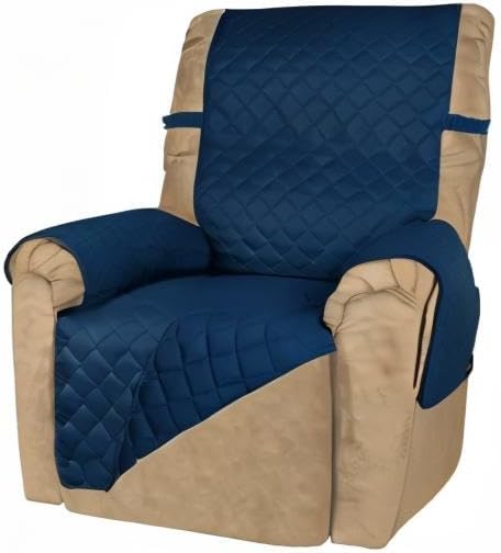 PureFit Reversible Quilted Oversized Recliner Sofa Cover, Water Resistant Furniture Protector, Washable Couch Cover with Elastic Straps for Kids, Pets (Small, Navy/Navy) | Navy/Navy, Water Resistant Couch Protector, Washable Pet Couch Cover with Non Sl... - Image 8
