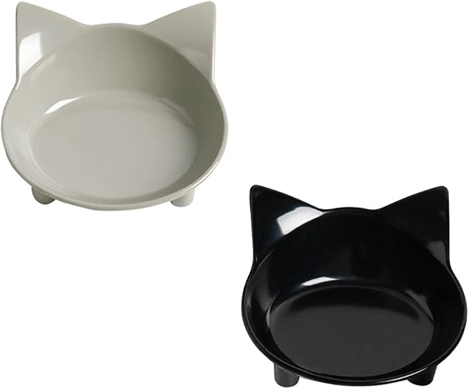 2 Pack Cat Food Bowls, Shallow Whisker Friendly Non-Slip Pet Dishes | Whisker Fatigue Relief, Non-Slip Stable Base, Easy to Clean, for Food & Water, Ideal for Cats & Small Dogs by Skrtuan