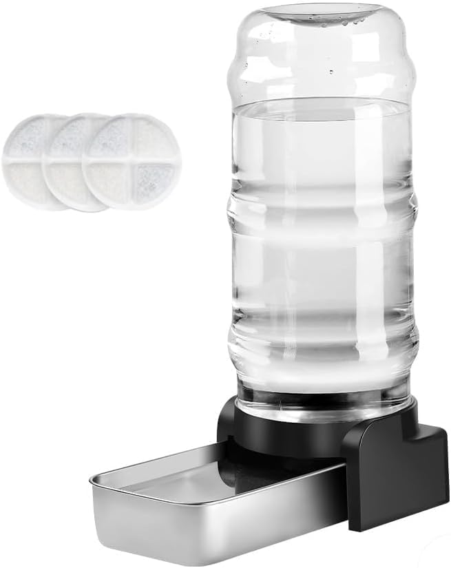 Marchul 2.3 Gallon Dog Water Dispenser, Large Dog Water Bowl Dispenser with Stainless Steel, Automatic Gravity Pet Bowl for Dogs Medium to Large (3 Filters) 8.6L by Marchul