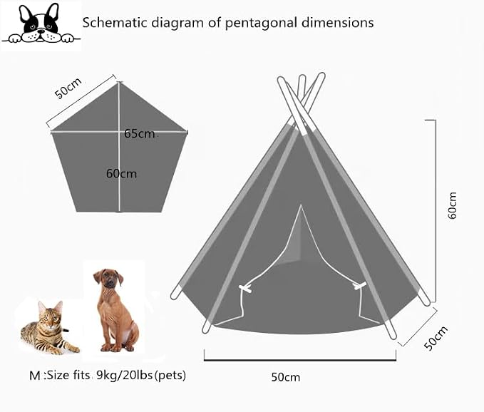 Dog Teepee Bed Cat Tent Portable Houses Pet Puppy with Thick Cushion (M:Size fits 9kg/20lbs (Pets)) | (White, M:Size fits 9kg/20lbs (Pets)) - Image 9