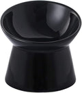 Black Small Ceramic Raised Cat Bowls, Tilted Elevated Food or Water Bowls, Stress Free, Backflow Prevention, Dishwasher and Microwave Safe, Lead & Cadmium Free by LIONWEILIONWELI