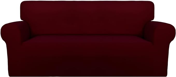 PureFit Stretch Oversized Loveseat Covers Couch Covers for Sofa Wine by PureFit