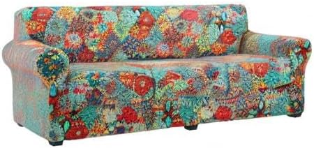 hyha Stretch Couch Covers, Sofa Cover for 3 Cushion Couch Pet Friendly | Floral Pattern, Printed, 4 Pieces, 3 Separate Cushion Sofa, Durable Anti-slip Washable Protector with Elastic Bottom for Dogs - Image 9