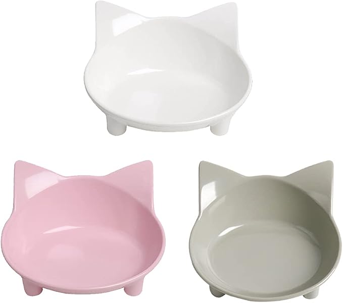 Cat Food Bowls, Non-Slip Shallow Wide Whisker Friendly Dishes for Indoor | Food Grade Safe Feeding Bowls for Kittens, Puppies & Rabbits, Easy to Clean, Relieves Whisker Fatigue, Ideal for Food & Water by Skrtuan