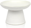 Extra Wide 6.1" Raised Cat Food Bowl, Shallow Ceramic Elevated Cat Feeder, Anti Vomiting, Stress Free, Whisker Fatigue, Pet Food or Water Bowl, White by Careforyourbelovedfurbaby