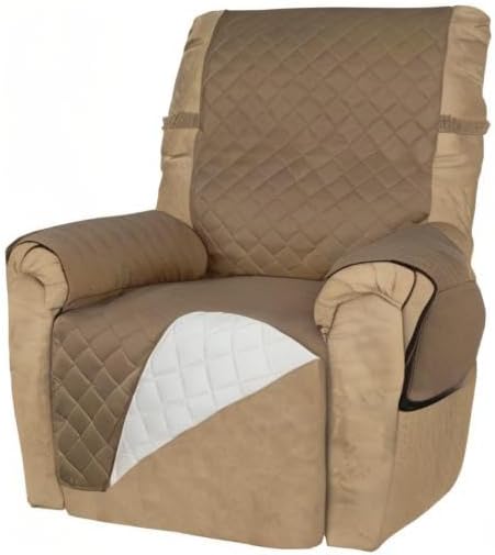 PureFit Reversible Recliner Chair Covers Couch Covers for Dogs, 19 in | Camel/Ivory, Water Resistant Couch Protector, Washable Pet Couch Cover with Non Slip and Elastic Straps For Kids - Image 8