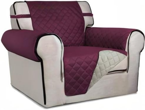 PureFit Reversible Chair Sofa Cover Dog Couch Covers for Sofa, 25.5 in | Wine/Beige, Water Resistant Couch Protector, Washable Pet Couch Cover with Non Slip and Elastic Straps For Kids - Image 8