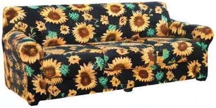 hyha Stretch Couch Covers, Sofa Cover for 3 Cushion Couch Pet Friendly | Floral Pattern, Printed, 4 Pieces, 3 Separate Cushion Sofa, Durable Anti-slip Washable Protector with Elastic Bottom for Dogs - Image 9
