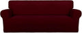 PureFit Stretch Oversized Couch Covers Fleece Sofa Slipcovers Wine | 1-Piece Sofa Cover Washable Soft Couch Protector, Couch Slipcover with Non Skid Foam and Elastic Bottom for Kids, Dogs by PureFit