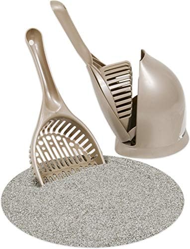 Petmate Scoop N' Hide Cat Litter Scoop with Discreet Holder, Brushed Nickel | Features a Deep Bucket Scoop with Built-In Rake to Sift Litter and a Hinged Stand That Hides the Scoop Between Cleanings - Image 2