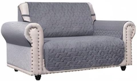 Ameritex Loveseat Cover Water-Resistant Quilted Furniture Protector with Back Nonslip Paws Slipcover for Dogs, Kids, Pets Loveseat Slipcover Stay in Place for Leather (Light Grey, 54'') - Image 9
