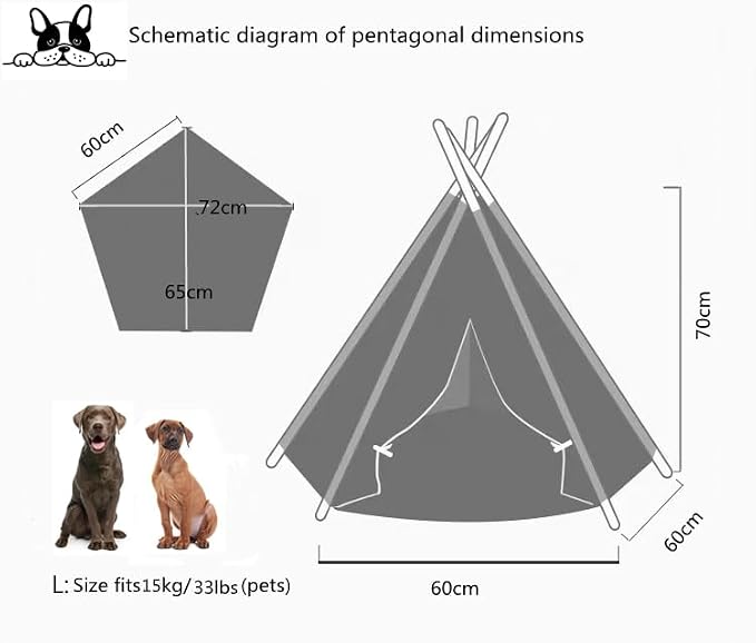 Dog Teepee Bed Cat Tent Portable Houses Pet Puppy with Thick Cushion (L:Size fits 15kg/33lbs (Pets)) | (White, L:Size fits 15kg/33lbs (Pets)) - Image 9