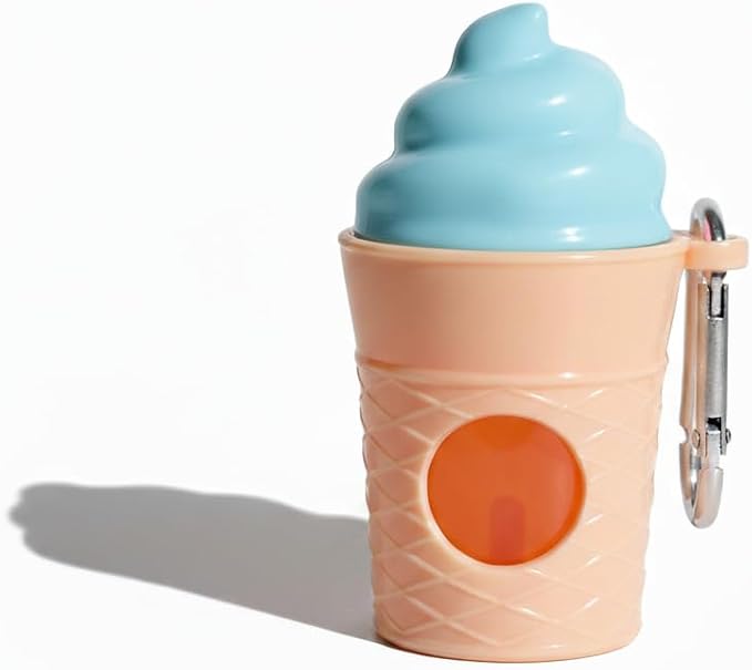 Ice Cream Dog Bag Dispenser | One Clip Doggie Poop Bag Holder | Bags Waste Container for Leash for Small Medium Large All Size Dogs | Cute and Fun Design | 15 Bags Included | Blue Color by JewelrybyHao