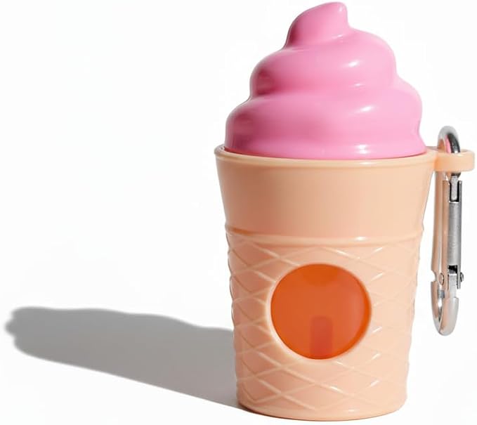 Ice Cream Dog Bag Dispenser | One Clip Doggie Poop Bag Holder | Bags Waste Container for Leash for Small Medium Large All Size Dogs | Cute and Fun Design | 15 Bags Included | Pink Color by JewelrybyHao