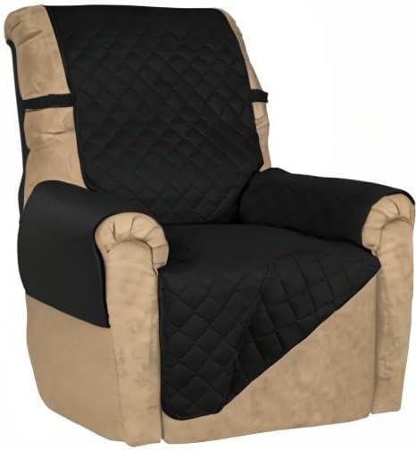 PureFit Reversible Recliner Chair Covers Couch Covers for Dogs, 19 in | Black/Black, Water Resistant Couch Protector, Washable Pet Couch Cover with Non Slip and Elastic Straps For Kids - Image 8