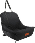 Wooaidagg Dog Car Seat for Small Dogs Up to 25 lbs,Covered Ultra-Soft Fabric and Fill in Memory Foam,Fully Detachable and Washable,2 Clip-On Safety Leashes and Storage Pockets(Black) by WOOAIDAGG