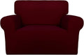 PureFit Super Stretch Sofa Slipcover – Spandex Non Slip Soft Couch Sofa Cover, Washable Furniture Protector with Non Skid Foam and Elastic Bottom for Kids, Pets (Oversized, Wine) by PureFit