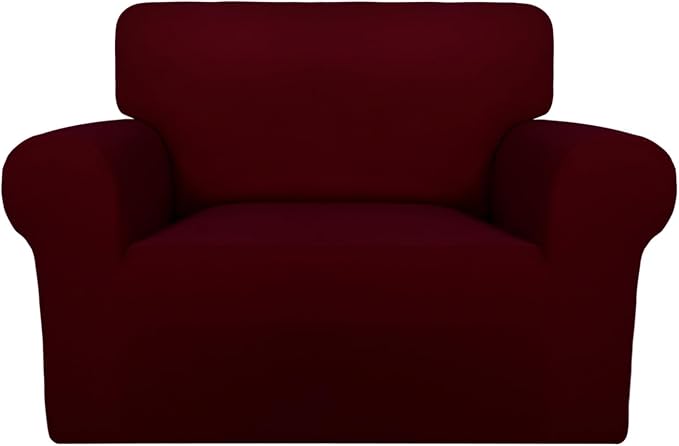 PureFit Super Stretch Sofa Slipcover – Spandex Non Slip Soft Couch Sofa Cover, Washable Furniture Protector with Non Skid Foam and Elastic Bottom for Kids, Pets (Oversized, Wine) by PureFit