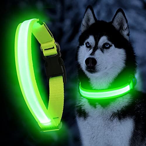 YFbrite Ultra Light Adjustable LED Dog Collar, Light up Dog Collars Rechargeable Glowing in The Dark Collars Visiblity & Safety for Small, Medium, Large Dogs (Green, Small) - Image 7