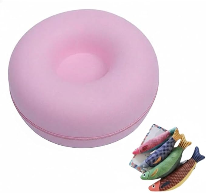 Cat Cave, Cat Tunnel Bed, Premium Cave Donut Tunnel Bed Set with Interactive Soft Cat Toys, Donut Design - Ideal Houses for Indoor by Luniko Shop (Pink) - Image 2