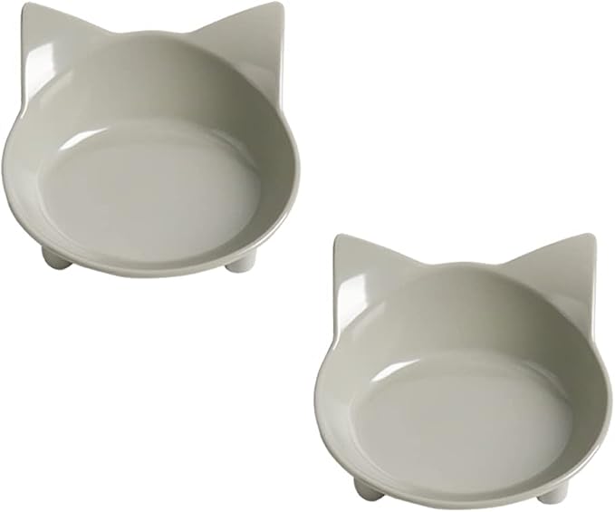 Kitten Food Bowls 2 Pack, Non-Slip Shallow Dishes for Small Pets & Rabbits | Food Grade Safe Pet Bowl Set for Kittens, Puppies & Rabbits, Easy Clean, Relieves Whisker Fatigue, Ideal for Cat Food & Water by Skrtuan