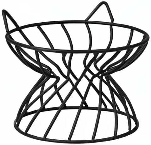 Metal Stand for Cat Dish - Raised Cat Bowl Holder with Anti Slip Sleeves - Black Iron - Elevated, Anti Vomiting, Backflow Prevention - 5.9 x 4.7 inches - Image 9