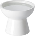 LoeJan Elevated Cat Food and Water Bowls Set, Extra Wide and Raised Ceramic Bowls, Anti-Vomit Whisker-Free Pressure Cat Feeder for Kittens to Adult Cats and Small Dogs (White, Water Bowl) by LoeJan