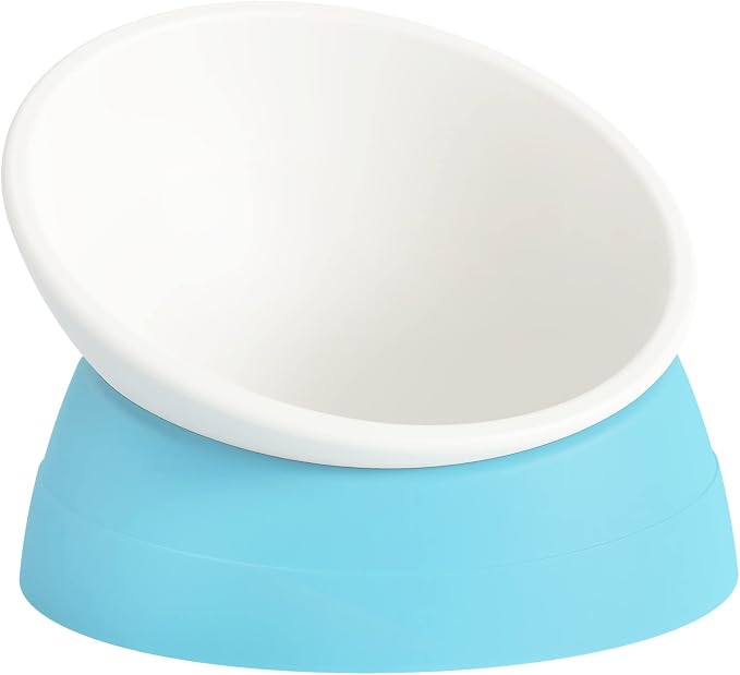 Elevated Cat Bowl, Adjustable Raised Slanted Food Bowl for Cats and Small Dogs, Wide Shallow PP Dish with TPR Non Slip Base, Whisker Friendly, 17 oz by Hi%2C+Ravitat