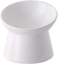 White Small Ceramic Raised Cat Bowls, Tilted Elevated Food or Water Bowls, Stress Free, Backflow Prevention, Dishwasher and Microwave Safe, Lead & Cadmium Free by LIONWEILIONWELI