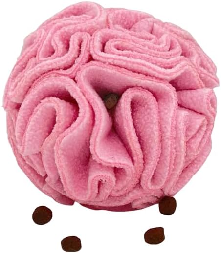 Glory To Dog Puppy/Small Breed Snuffle Dog Puzzle Ball Toy Pink Extra Small | Interactive fleece snuffleball hides treats at variable depths. Puzzle engages smell & foraging Machine washable 2.5" - Image 5