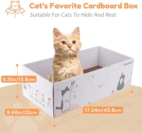 PatiencET Cat Scratch Pad with Box, 8 Pack Cardboard Cat Scratcher Lounge Bed for Indoor Cats, Reversible Corrugated Scratching Board Refill with Catnip - Image 3