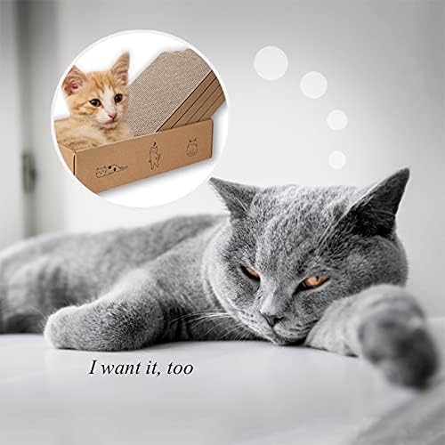 4 Packs in 1 Cat Scratch Pad with Box, Cat Scratcher Cardboard,Reversible,Durable Recyclable Cardboard, Suitable for Cats to Rest, Grind Claws and Play with Scratch Box - Image 7