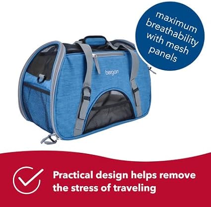 Coastal Pet Bergan Comfort Carrier - Breathable Travel Carrier for Dogs & Cats - Heather Bermuda, 16" x 8" x 11" - Image 3