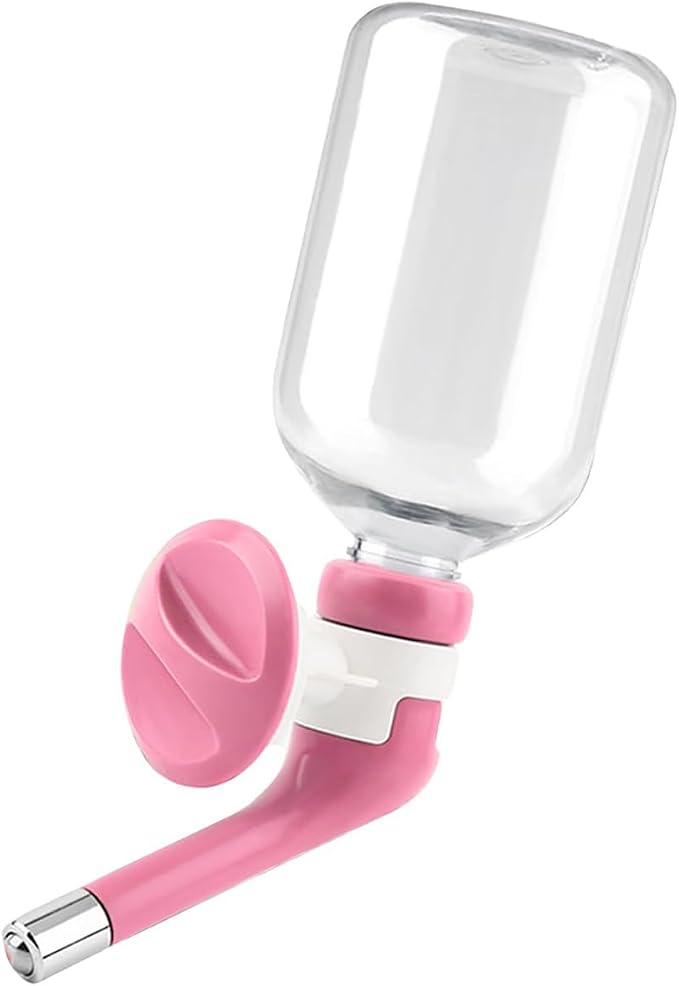 Andiker Dog Water Bottle for Crate, No-drip 350ml Dog Water Dispenser Adjustable and Detachable Installed on the Kennel Cage Water Bottle for Dogs and Puppy Drinking Water (Pink) by Andiker-ServingforYou