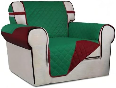 PureFit Reversible Chair Sofa Cover Dog Couch Covers for Sofa, 25.5 in | Green/Red, Water Resistant Couch Protector, Washable Pet Couch Cover with Non Slip and Elastic Straps For Kids - Image 8