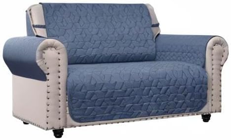 Ameritex Loveseat Cover Water-Resistant Quilted Furniture Protector with Back Nonslip Paws Slipcover for Dogs, Kids, Pets Loveseat Slipcover Stay in Place for Leather (Blue, 46'') - Image 9
