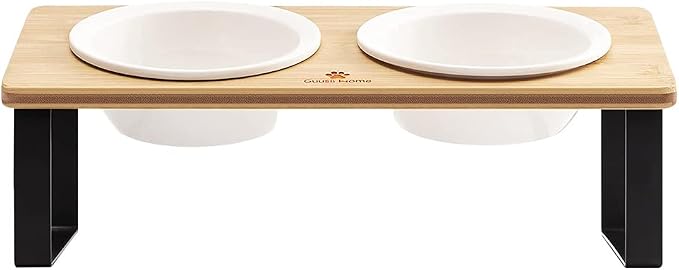 Sunhoo Ceramic Elevated Cat Bowls Raised Puppy Dishes for Food and Water Tilted Wooden Stand for Indoor Cats 5.5 inch Wide Double Dish Orthopedic Reduces Vomiting (Wood Color) - Image 6